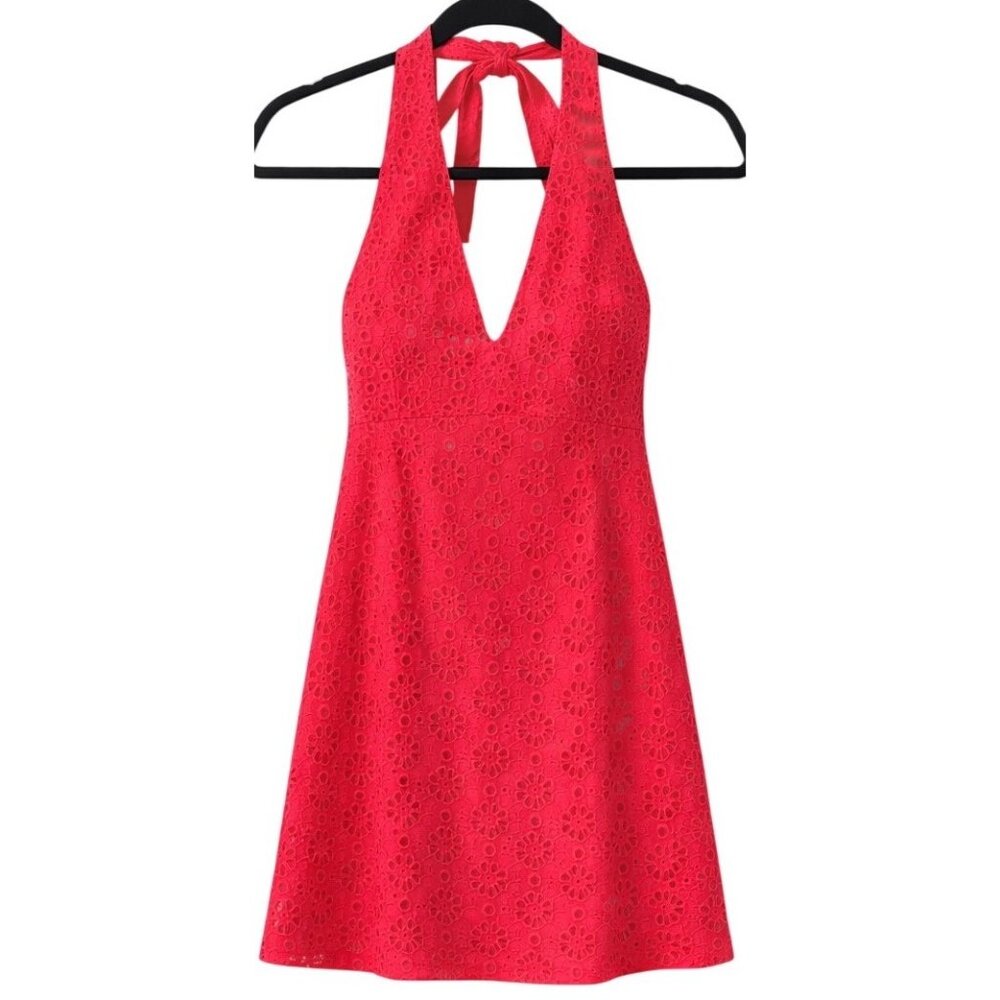 Free People Trevi Eyelet Mini Dress Red Size Medium - Picture 4 of 16